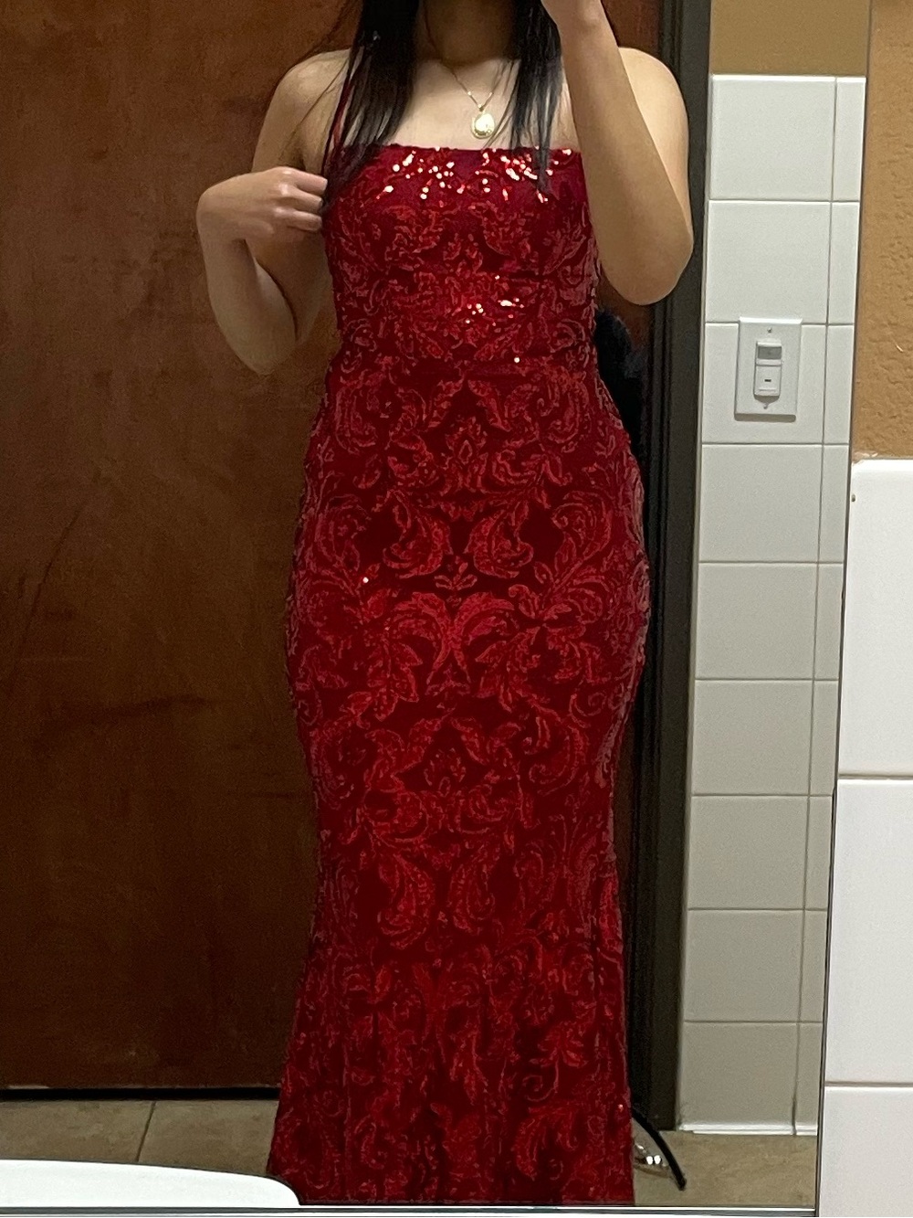 Sparkling Red Sequin Prom Dress